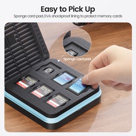 ORICO SD Card Holder, 18 Slots SD Card Storage for 6 TF Card + 10 SD Card + 2 CF Card, Water-Resistant, Anti-Shock, Dust-Proof Memory Card Case with Labels