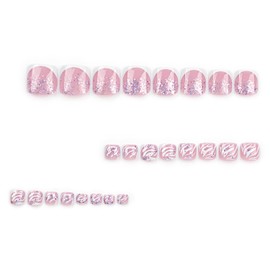 FIEONCIY Press on Toenails with Designs Acrylic Fake Nails for Toe Artificial False Nails with Charms Glue on Toe Nails for Spring Summer Stick on Toenails for Women Girls(ST3211)