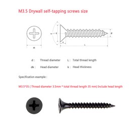 M3.5 Wood Screws Assortment,245 Pcs Drywall Screws Assorted,Flat Head Self Tapping Mixed Screws Kit For Wood,Metal,Plastic (16/20/25/30/40/50mm) (Black)