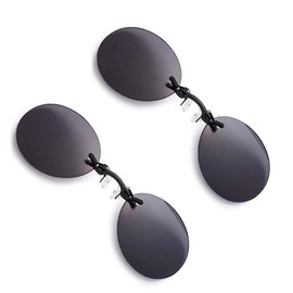 2 Pack Retro Round Clip On Nose glasses Matrix Morpheus Movie rimless sunglasses (2 Pack, Black Black)