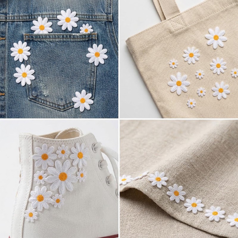 40Pcs Daisy Patches, 4 Sizes Daisy Flower Patches Iron on