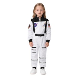 Dormstop Kids Astronaut Costume NASA Space Jumpsuit for Boys Girls Space Pretend Dress up White (5-7 Years)