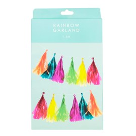 Talking Tables Reusable Colourful Rainbow Themed Eco Paper Hanging Decoration Bright Tassel Garland for Birthday Girls or Boys’ Parties | Sustainable partyware-1.5m