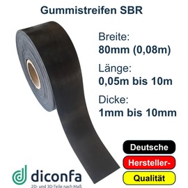 diconfa Rubber Strip Width 120 mm (12 cm) – Thickness 1 to 10 mm – Length: 0.05 to 10 m – Selection: 100 mm (10 cm) Long, 2 mm Thick – Rubber Mat Sold by the Metre Narrow Rubber Underlay Rubber Plate