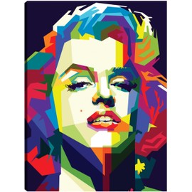 Fine Art Canvas Colorful Fan Art Marilyn Pop Art Canvas Wall Decor by Artist ArtKreator for Living Room, Bedroom, Bathroom, Kitchen, Office, Bar, Dining & Guest Room - Ready to Hang - 12 in x 16 in