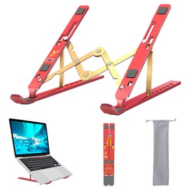FOBELEC Laptop Stand, Computer Tablet Stand, Adjustable Aluminum Foldable Portable Laptop Holder Riser, Compatible with MacBook Air Pro, Lenovo, HP, Dell, More 10-15.6” Laptops and Tablets (Red)