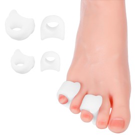 Gjinxi Toe Spacers for Women & Men, 4Pcs Soft Silicone Toe Separators for Bunion and Overlapping Toes, Comfortable Toe Spreaders Corrector, Reduce Foot Toe Pain(White, 2 L & 2 M)