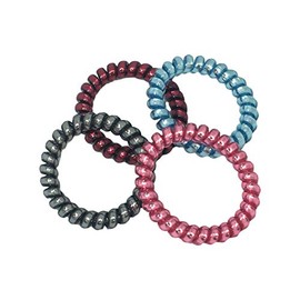 SwirlyDo No Pony Line! No Slip! Multi-color Large Hair Ties, 4-pieces (Metallic Colors)