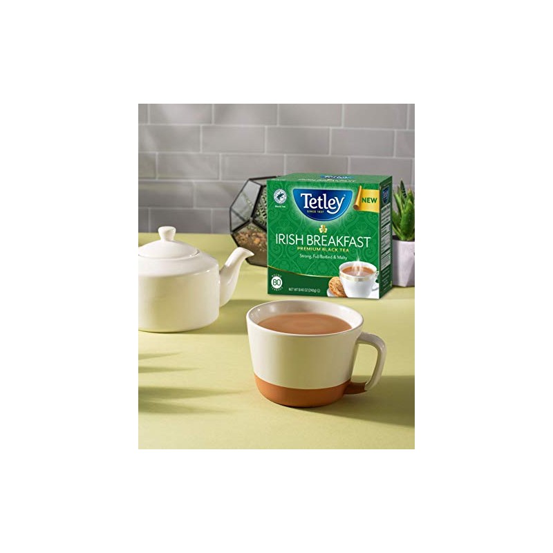 Tetley Irish Breakfast Premium Black Tea, 80 Tea Bags, Rainforest
