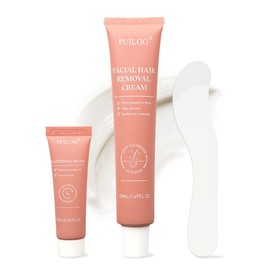 Facial Hair Removal Cream Kit for Women Face – Depilatory & Soothing Cream, 4 Min Painless & Flawless Lip Chin Hair Remover, Gentle for Sensitive Skin Hair Removal (1.69 + 0.34 FL Oz)