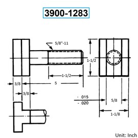 HHIP 3900-1283 Steel T-Slot Bolt, 5/8-11" x 5"