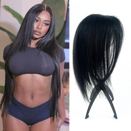 Paraglame 12Inch Hair Toppers for Women With Thinning Hair Real Human Hair Toppers 360°3D Remy Human Topper No Bangs(Natural Black, 12Inch)