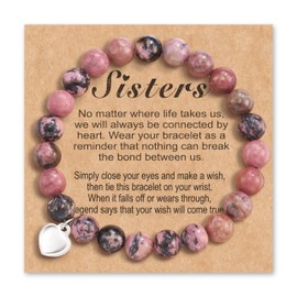 Sister Bracelet Big Sister Gifts From Little sister Sister Beaded Bracelet for Women Girls Meaningful Gifts for Best Friend Sister Birthday Going Away Distance Christmas Gifts (red)