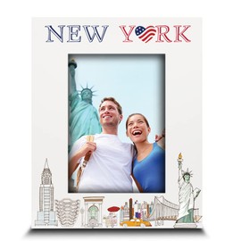 BELLA BUSTA-New York City Picture frame-Wedding, Engaged, Honeymoon, Vacation in New York- UV Print New York symbols Design set (5x7 Vertical)