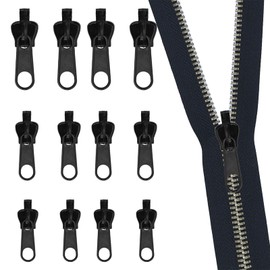 12Pcs/Set Fix Zip Puller Zipper Repair Kit Detachable Zipper Head Instant Zip Slider Repair Instant Kit Zipper Pull Replacement for Coat Jacket Luggage Backpack 3Size