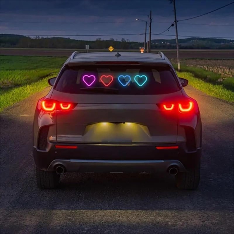 Solar-Powered Heart-Shaped LED Neon Light for Car & Outdoor Decor