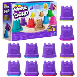 Kinetic Sand, Castle Containers 10-Color Pack of Play Sand for Party Favors, Goodie Bags, Sensory Toys for Kids & Classroom, Back to School Teacher Must Haves