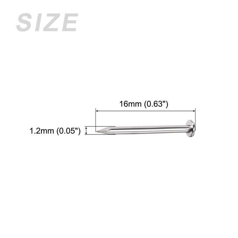 METALLIXITY Small Nails (1.2x16mm) 500pcs, Carbon Steel Tiny Hardware Nails