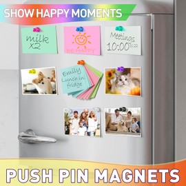 VNDUEEY 96PCS Strong Fridge Magnets, Colorful Magnetic Push Pins for Bulletin Board, Dry Erase Magnets Refrigerator Magnet, Small Strong Magnets for Whiteboard, Kitchen, School, Office, Map (8 Colors)