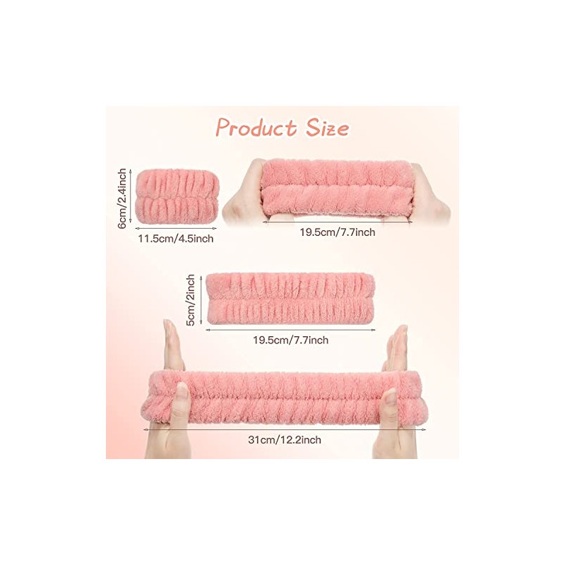 9 Piezas Diadema de Spa Facial, Muñequeras Absorbentes para Lavar