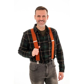 Men's XXL Extra Wide, Heavy Duty X-Shape Braces/Suspenders, 5cm - Navy Blue