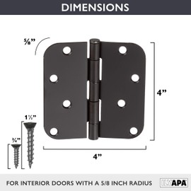 Ilyapa 18 Pack Oil Rubbed Bronze Hinges for Doors - 4x4 Inch Interior Door Hinges Antique Bronze 4 Inches, with 5/8 Inch Radius Corners