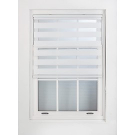 FURNISHED Day Night Blinds Made to Measure - Zebra Roller Blind Double Vision Fabric Quick Install Window Shades - Day and Night Blind, White, 60W x 210H cm