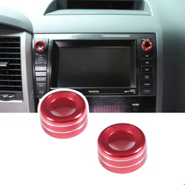LLKUANG Center Console Volume Tune Knob Cover Ring Trim Interior Accessories Compatible with Tundra 2007 2008 2009 2010 2011 2012 2013,2PCS