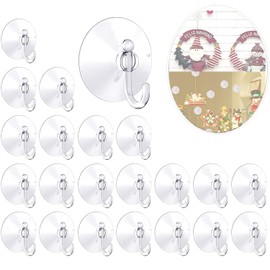 ShnminEU Pack of 40 Suction Cups with Hooks Diameter 40 mm Suction Cup Hooks No Drilling Kitchen with Suction Hooks Extra Strong for Christmas Birthday Parties and Weddings