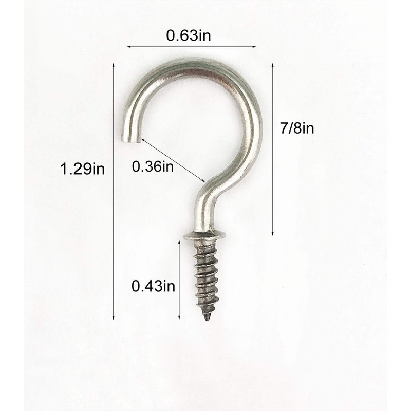 IDEALSV 304 Stainless Steel Screw Ceiling Hooks, 7/8 Inch Screw-in