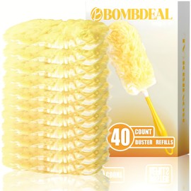 BOMBDEAL 40 Count Disposable Microfiber Duster Refills for Swiffer - 360° Heavy Duty Refills (Handle Not Included)