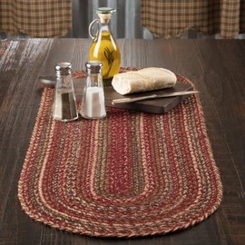 VHC Brands Cider Mill Jute Table Runner, 13x36, Red