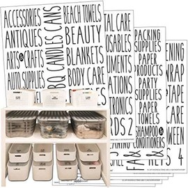 Talented Kitchen 138 Household & Storage Organization Labels. All Caps Black Preprinted Labels. Black on Clear Stickers. Bins, Boxes Organization System Labels. Holiday, Home Essential