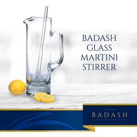 Badash Glass Cocktail Stirrer - 12" Long Mouth-Blown Lead-Free Glass Stir Rod - Bar Cocktail Shaker Spoon - Cocktail Stirrer for Drinks
