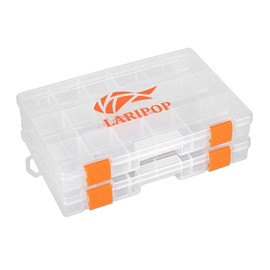 LARIPOP Fishing Tackle Box Set with Adjustable Dividers, Transparent Organizer Tray, Plastic Tool Box, Bait Separator -Angler's equipment lure box - 2 Packs Tackle Trays - Parts Box