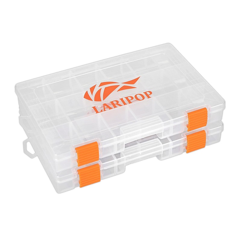 LARIPOP Fishing Tackle Box Set with Adjustable Dividers, Transparent Organizer