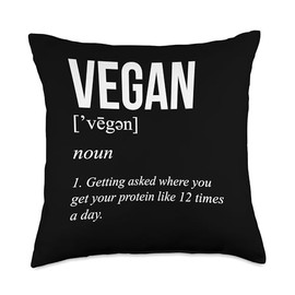 Vegan Noun Protein Definition Plant Based Nutrition Throw Pillow