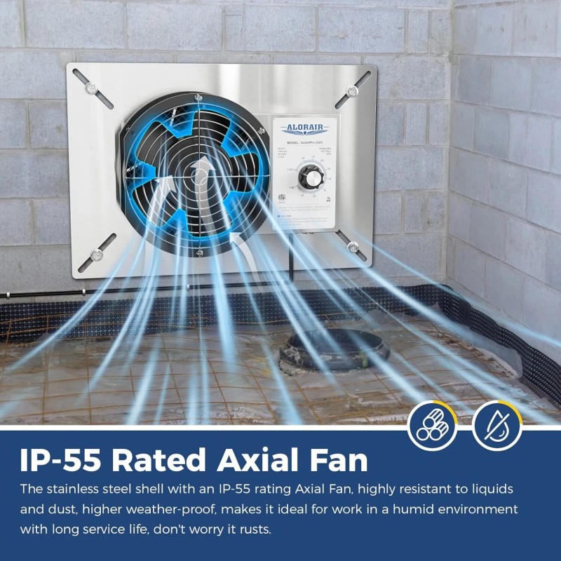 ALORAIR VentirPro 260S Ventilation Fan with Humidistat Air Out Crawlspace