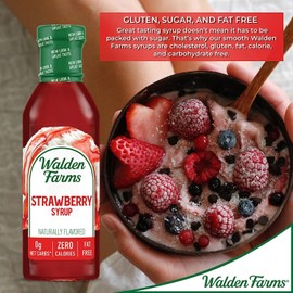 Walden Farms Strawberry Syrup - Calorie-Free, Sugar-Free, Keto-Friendly, Low Carb, Gluten-Free, Vegan Strawberry Syrup Alternative for Desserts, Smoothies, Breakfast, (12 oz Bottle x 6)
