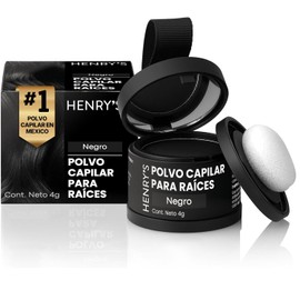 Henrys Polvo para Retocar Raíces Negro 4g, Define Línea del Cabello, Rellena Zonas con Poco Cabello, Disimula Caída, Aporta Volumen