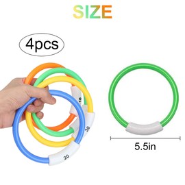 Dive Rings Pool Toys,Underwater Training Pool Diving Rings,Swimming Pool Dive Ring Toy,Dive Sticks Pool Toys, Ring Diving Toys for Swimming Pool,For Swimming,Diving Game Training,15cm,4 Pieces