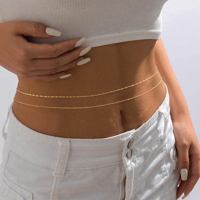 Zernblend 14K Gold Plated Double Layer Belly Chain Gold Waist