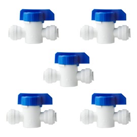 iSpring ABV1KX5 Inline Ball Valve with Quick Fitting 1/4" x 1/4" Fits Most RO Water Systems, White