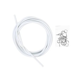 Invero® 4 Metre Long White Window Net Curtain Wire Cord Cable Kit with 16 Hooks and Eyes