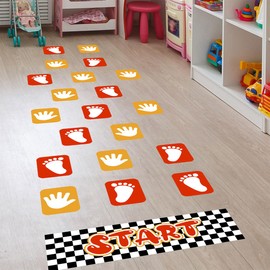 Creative Handprint and Footprint Floor Sticker Colorful Handprint Path Decals for Floor & Wall Game Hand and Foot Pattern Design Ground Stickers for Kids Bedroom Nursery Classroom Playroom Decoration