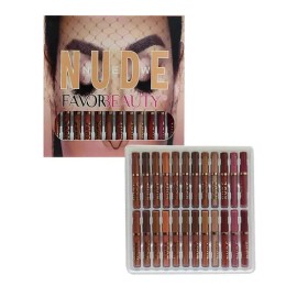 Labial Mate Larga Duración Nude 24 Unidades Favorbeauty Marrón Claro                                                                                  
