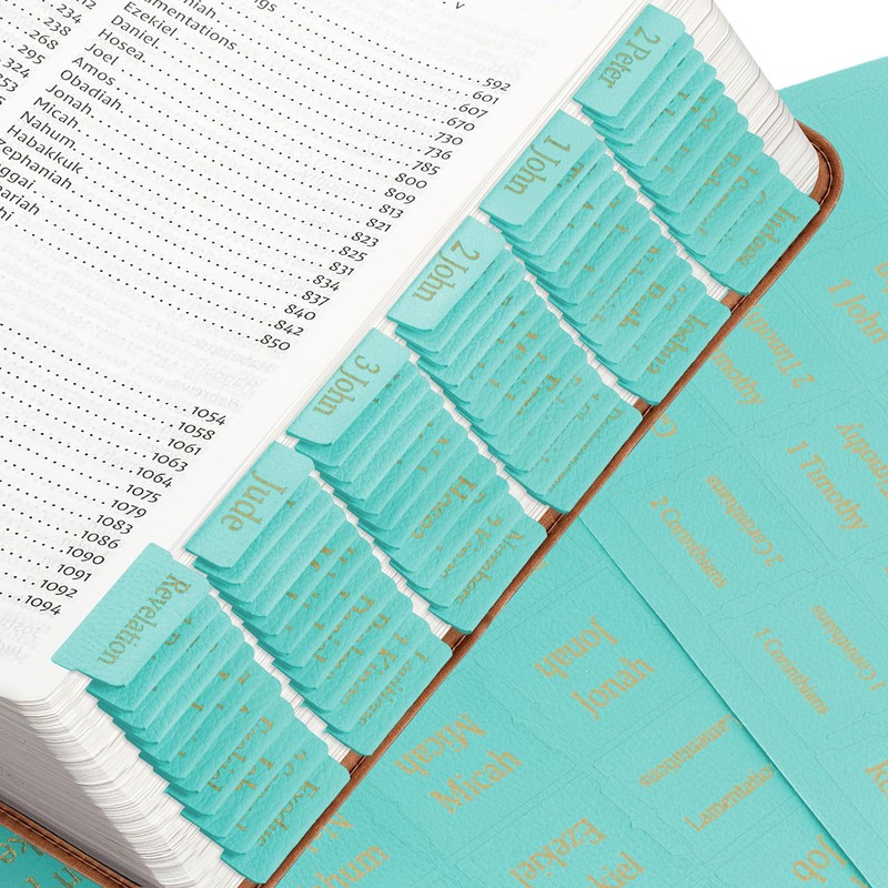 Lake Blue Leather Bible Tabs, Laminated Bible Tabs for Women