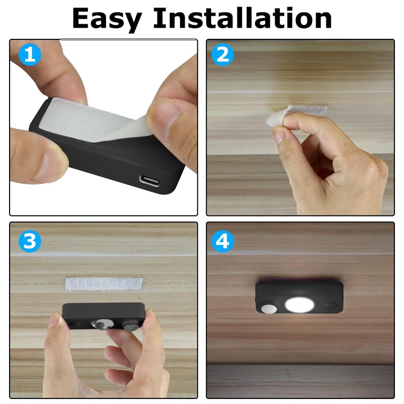 NIEGNOWOO LED Motion Sensor Puck Lights, Rechargeable Cabinet Lights, Stick