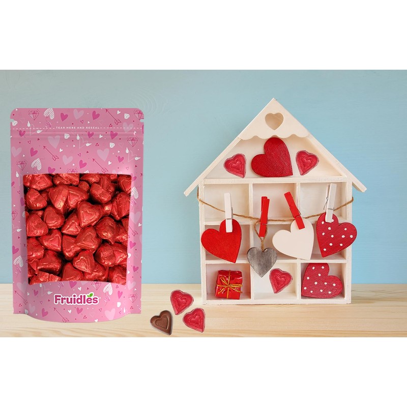 Fruidles Valentine's Hearts, Party Bag Fillers, Red Individually Wrapped Foils,