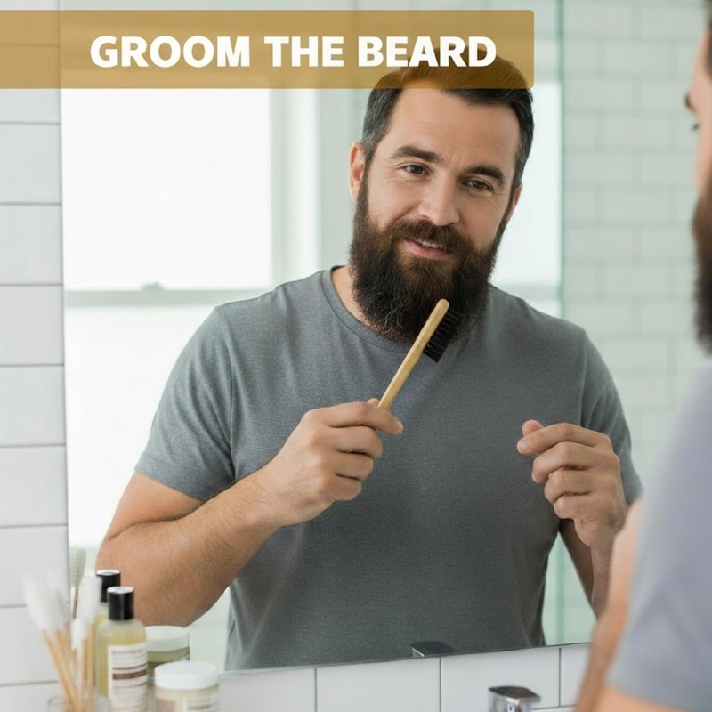 Geiserailie 3 Pieces Moustache Comb and Brush Beard Edge Brushes